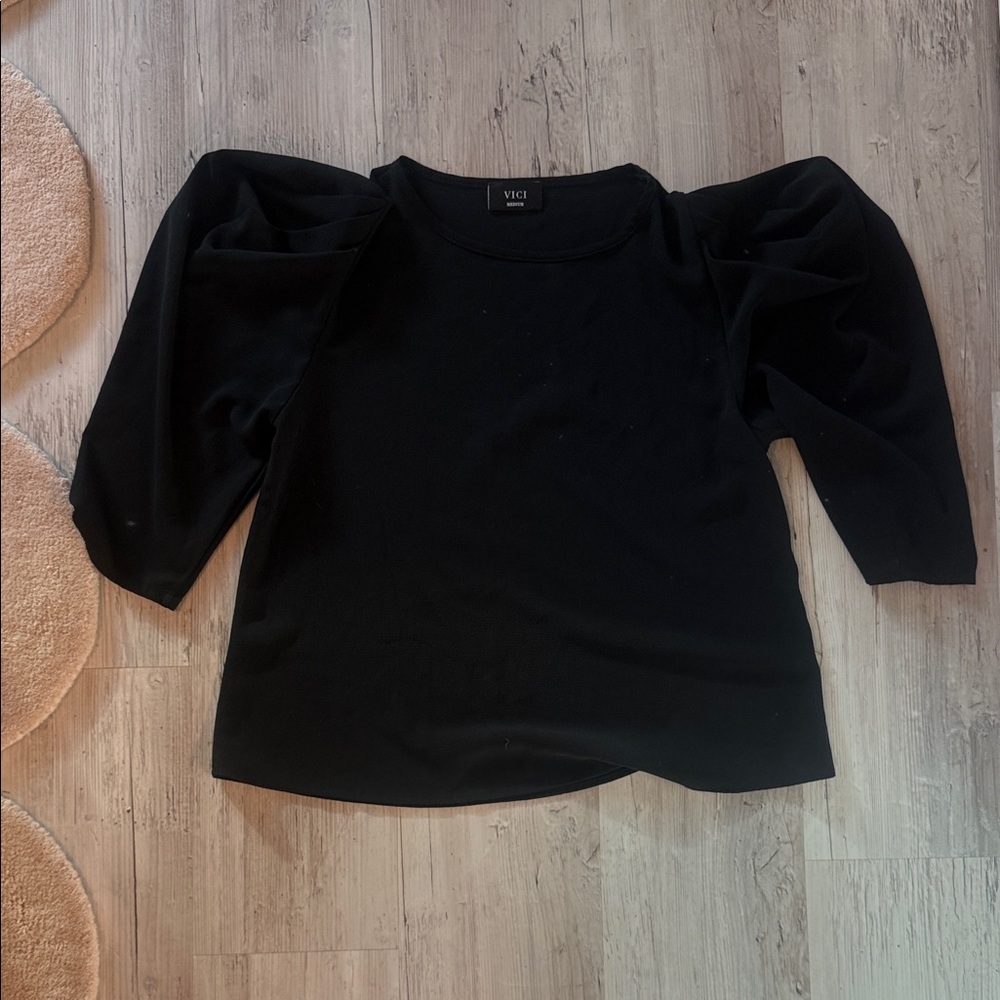 Black Puff Sleeve Top